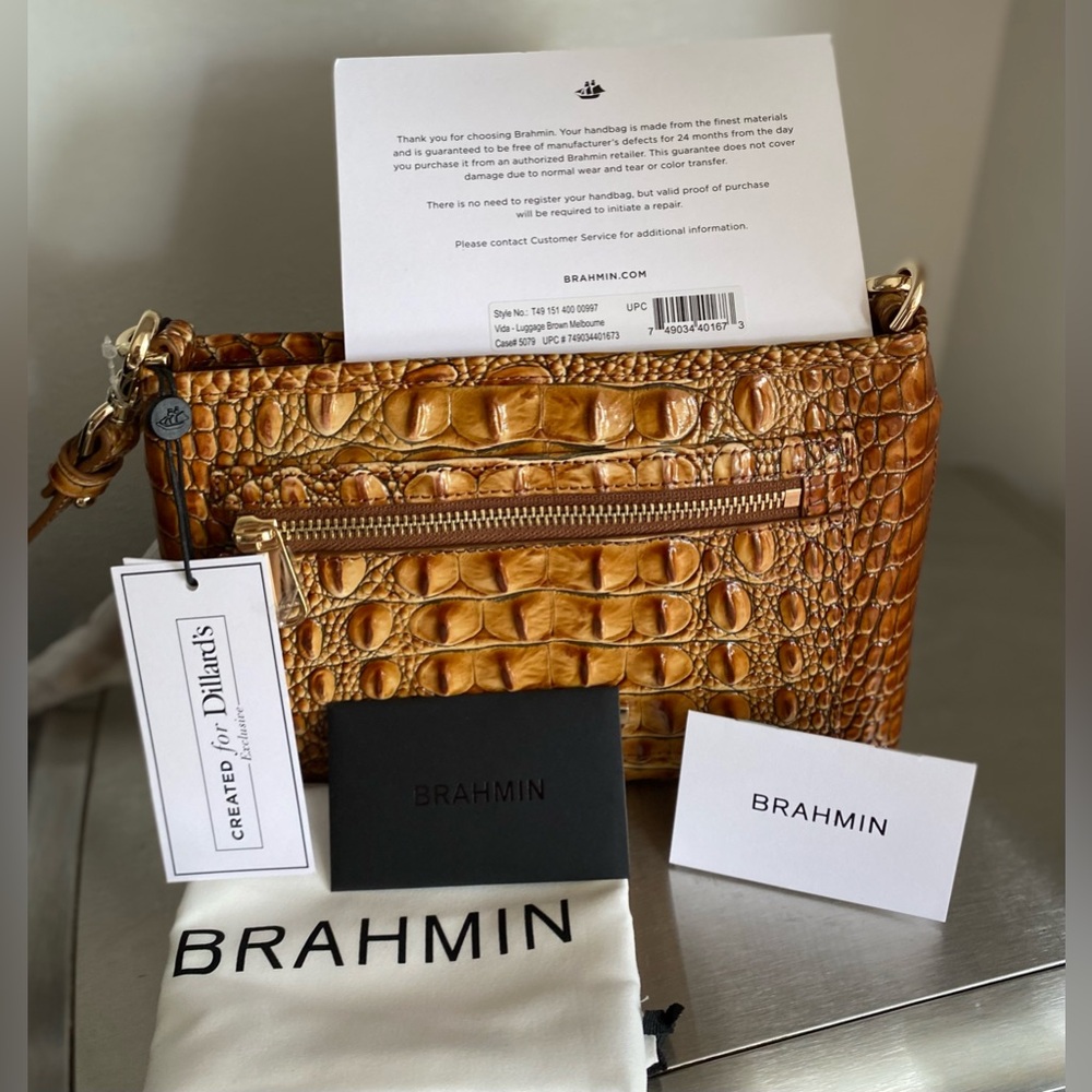 BRAHMIN…CROCODILE EMBOSSED CROSSBODY HANDBAG - Picture 3 of 15